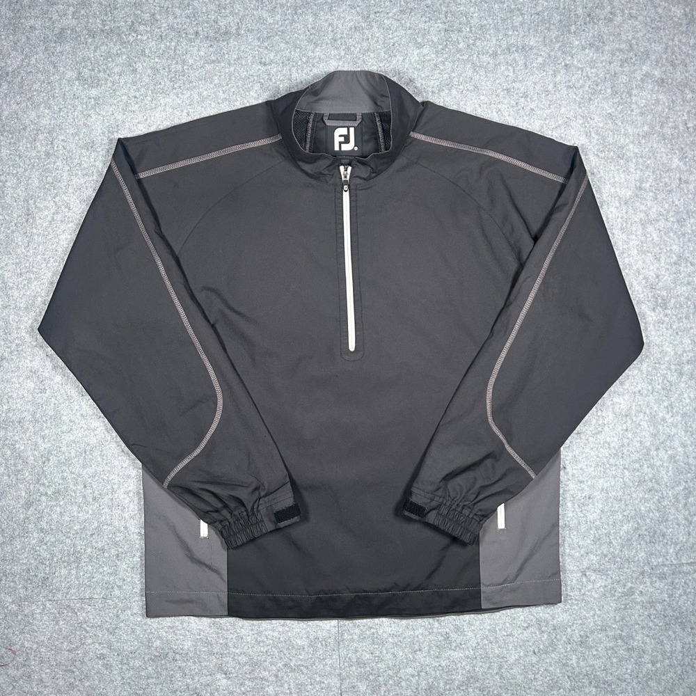 FootJoy 1/2 zip Pullover windbreaker Mens Medium Black Grey Zip Golf Lightweight